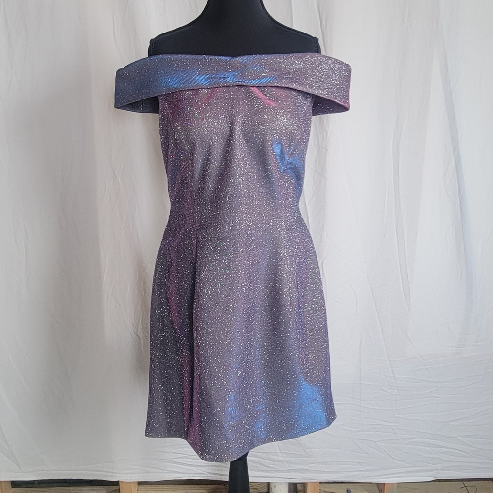 Sherri Hill Sparkling Purple Dress - Picture 3 of 4